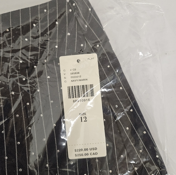 Anthropologie Essentiel Antwerp Faskia Mini Skirt in Navy Pinstripe Sz 12 NWT - Picture 9 of 14